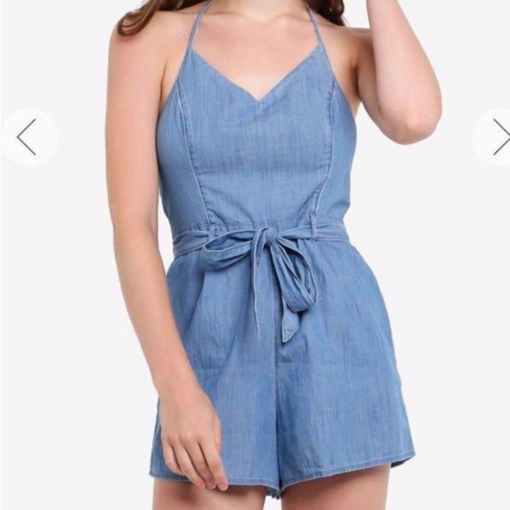 Hollister Halter Denim Romper